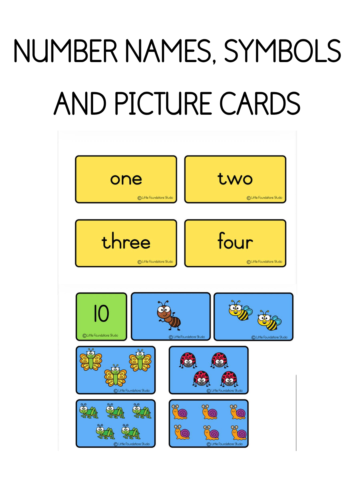 Number names, symbols and picture cards